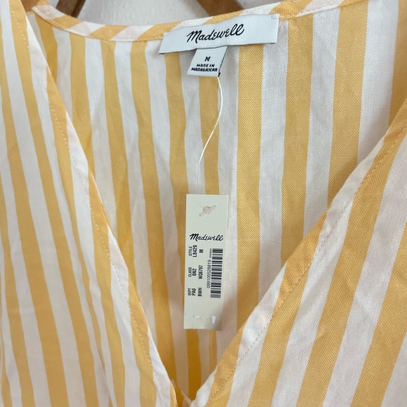 NWT Madewell Agency Tie-front button top in Pompano Stripe - Picture 4 of 6